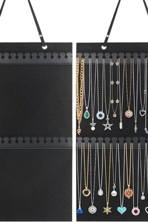 Caffox Hanging Necklaces Holder, Large Jewelry Organizer for Necklaces, Bracelets, and Ankles, Necklaces Display Storage Hanger for Wall, Closet and Door