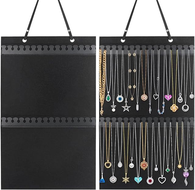 Caffox Hanging Necklaces Holder, Large Jewelry Organizer for Necklaces, Bracelets, and Ankles, Necklaces Display Storage Hanger for Wall, Closet and Door