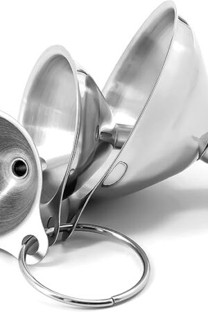 Anaeat Stainless Steel Mini Kitchen Funnel Set, 3 Pack Durable Metal Filling Funnels for Transferring Liquid, Dry ingredients, Cosmetic Lotion, Fluid, Spices, Powder - Food-Grade & High Heat Resistant