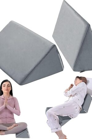 BALAPET 2 Pcs Small Wedge Pillow for Sleeping，Premium Foam Bed Pillow for Side Sleeping,Triangle Wedge Pillow for Leg Elevation,Yoga,Reduce Back Pain(Gray)