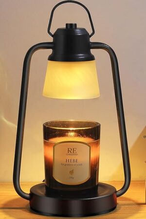 Candle Warmer Lamp with Timer Dimmer - Electric Wax Melt Warmer Lamp for Jar Candles, Vintage Candle Lamp Warmer with 2 Bulbs, House Warming Gifts New Home Decor, Birthday Gifts for Women Mom Black