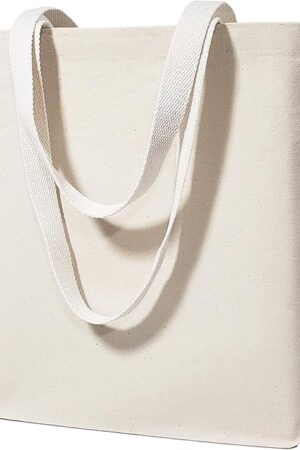 Blank Bulk Canvas Tote Bags Wholesale Organic, Natural Color Plain Bags for Decorating, Heat Transfer, Printing, DIY, Crafts