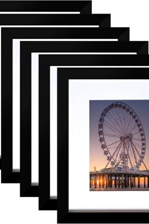 BESCRCL 8x10 Picture Frame Black Set of 6, Display Pictures 5x7 with Mat or 8x10 Without Mat for Wall Mounting or TableTop