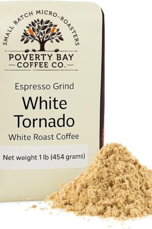 White Coffee - 1lb Bag of White Coffee Beans Roasted By Poverty Bay Coffee Co, Special Grind, Ground Coffee