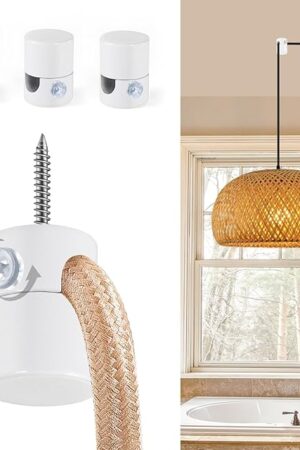 3 Pack Upgrade Ceiling Hooks for Hanging Lights, White Aluminum Swag Hook Super Load, Swag Hooks for Ceiling Light, Modern Hook for Hanging Lighting Fixture,Pendant Lights-Easy to Use