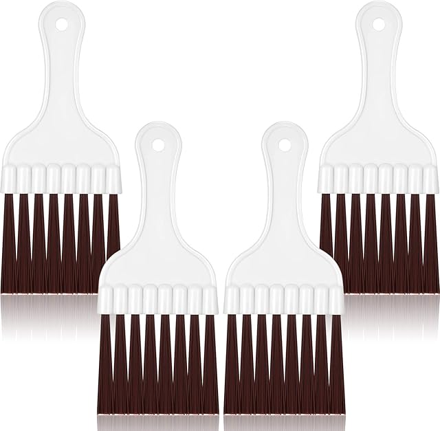 Boao 4 Packs Coil Brush Air Conditioner Condenser Refrigerator Cleaning HVAC Coil Cleaner Small Plastic Whisk Brush (Brown)