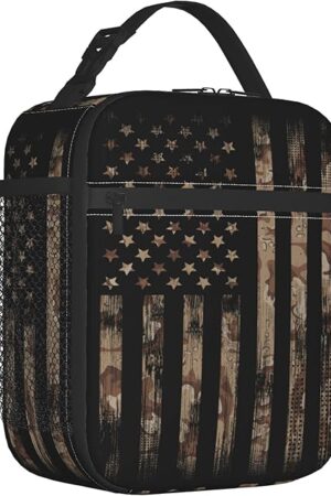Boys Lunch Box for School Camouflage Flag Lunch Box for Men Kids Insulated Lunch Bag