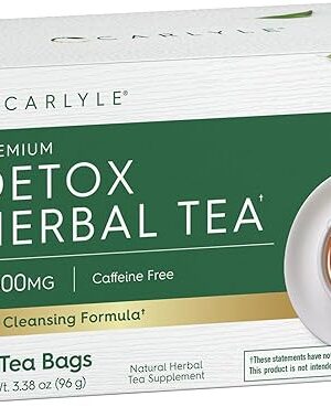 Carlyle Herbal Detox Tea, 60 Tea Bags, Caffeine Free | Non-GMO & Gluten Free | With Dandelion Root | Vegetarian | Ginger & Burdock Root