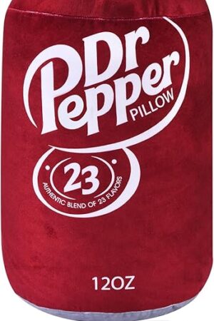 Doctor Pepper Pillow - Soda Can Stuffed Pillow - Soft Polyester Fabric, 18 inches - Cute and Fun Design, Red - Perfect for Home Decor, Gifts,, RMKAPILLOW-008