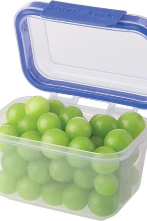 2-Cup Storage Container - Blue, SNL-1007B Easy-To-Open, Leak-Proof Silicone Seal, Snap-Off Lid, Stackable, BPA FREE