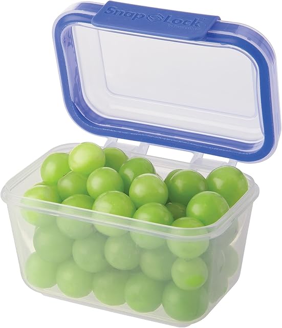 2-Cup Storage Container - Blue, SNL-1007B Easy-To-Open, Leak-Proof Silicone Seal, Snap-Off Lid, Stackable, BPA FREE