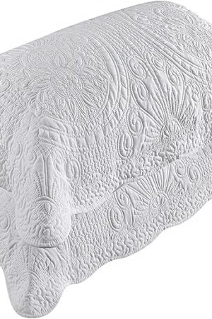 BOSOWOS Pillow Shams Standard Size Set of 2, Ultra Soft Breathable Quilted Pillow Cases 20 x 26 inches for Sleeping, Decorative Microfiber Bed Pillowcases Easy Care, White