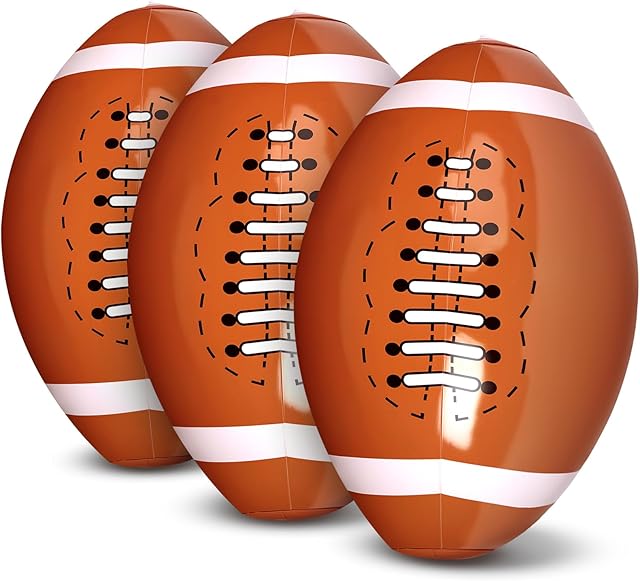 The LovesTown 3 Pack Inflatable Footballs, 12 Inch Blow Up Footballs with Air Pump for Kids Adults, Outdoor Sports Games, Pool Beach Games