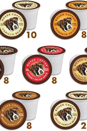 Boxer Coffee 52 Count All Natural Flavored Variety Pack Single-Serve Cups Pods Specialty Grade gourmet artisan coffee, Keurig K-Cup 2.0 Compatible