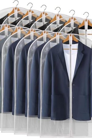 40" All Clear Garment Bags for Hanging Clothes, 12 Packs Suit Bags for Closet Storage, Plastic Waterproof Suit Cover Bags with Zipper for Coats, Jackets, Shirts (Set of 12)