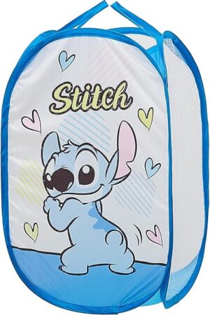 Cute Laundry Basket, Mesh Pop Up Hamper with Carry Handles, Large Capacity Collapsible Storage for Room, Dorm | Travel & Camping (Blue)