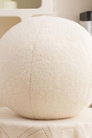11.8 inch Ball Pillow Nordic Round Throw Pillows Boucle Ball Pillow Sphere Shaped Pillow Round Decorative Pillow for Couch, Sofa, Bedroom (Cream White, 11.8 inch)