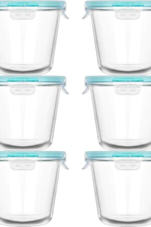 Vtopmart 6 Pack 3 Cup Glass Soup Container, Meal Prep Freezer Containers Set with Airtight Lids, Glass Food Storage Jar for Salad, Fruit, Lunch, Leftover, BPA-Free, Microwave, Dishwasher