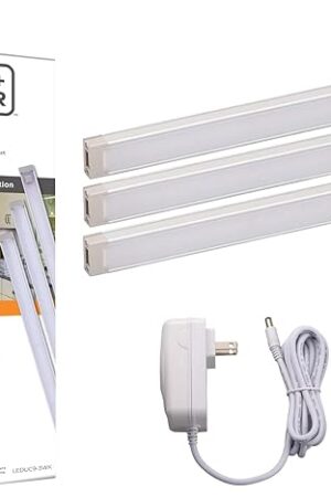 BLACK+DECKER LED Under Cabinet Lighting Kit, 3-Bars, 9 Inches Each, DIY Tool-Free Installation, Warm White, 2700K, 1080 Lumens, 15 Watts, Home Accent (LEDUC9-3WK)