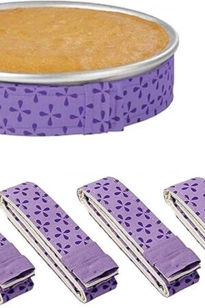 4-Piece Bake Even Strips, Super Absorbent Thick Cake Pan Dampen Strips, Keeps Cakes More Level and Prevents Crowning With Cleaner Edges