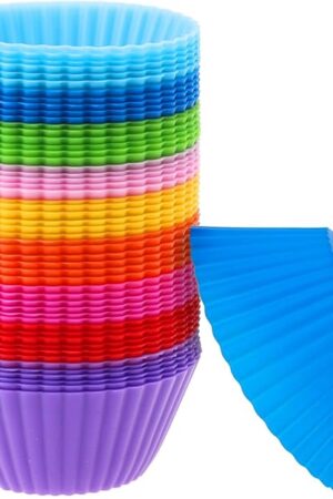 54 Pack Silicone Muffin Cups, Selizo Silicone Cupcake Baking Cups Reusable Muffin Liners Cupcake Wrapper Cups Holders for Muffins, Cupcakes, and Candies