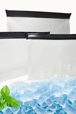 3 Pcs Reusable Ice Storage Bags with Secure Zip, 10"*7"*2.5" Ice Cube Storage Bag Freezer Storage Bags Ice Holder For Whiskey, Bourbon