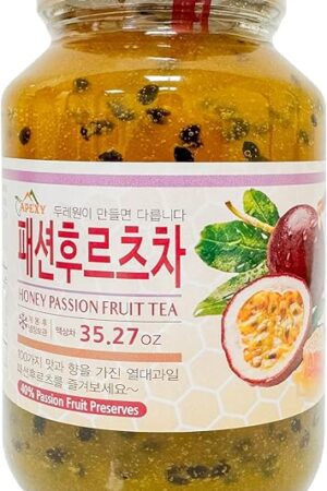 Apexy Authentic Korean Honey Passion Fruit Tea, Passionfruit Puree , Just Add Hot Water, Gourment Blend for Smoothies, Cocktails Desserts and Spread, No Artificial Colors, Versatile and Natural Delight, Made in KOREA 35.27oz (1kg). (Honey Passion Fruit)