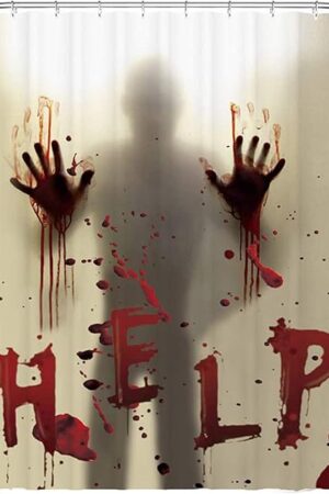 CHICHIC 71 Inch x 71 Inch Halloween Shower Curtain Liner Window Curtains, Help Me with Bloodys Hands for Halloween Decorations Theme Decor Props Bathroom