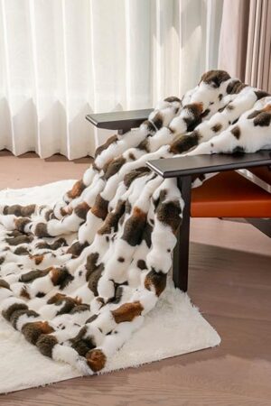 Cow Print Faux Fur Throw Blanket for Couch, Soft & Plush Fuzzy Blanket for Sofa, Bedroom, Living Room, Super Soft Warm for Adults Kids Girl Gifts Bedroom Couch Sofa Travel,50x60 Inches Black Brown