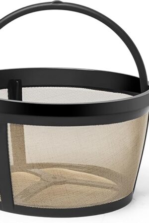 4 Cup Reusable Filter Basket With Mesh Bottom Fits MrCoffee Coffee Maker and Brewer - Permanent Filter Replacement for Mr Coffee Gold Basket-Style Filters 1-Pack