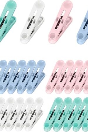 32Pcs Colored Clothes Pins Plastic Clothes Pins Laundry Clips,Package Clips