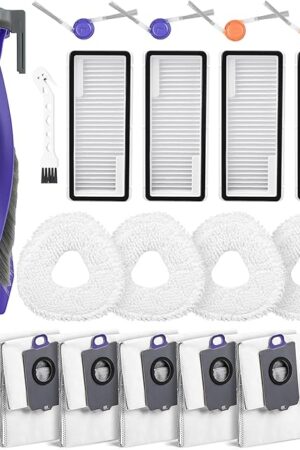 20 Pcs Accessories kit for Narwal Freo Z10 Ultra/Narwal Freo Z10 Robot Vacuum Cleaner, 1 Main Roller Brush, 6 Dust Bags, 4 Hepa Filters, 4 Mop Pads, 4 Side Brushes, 1 Clean Tool