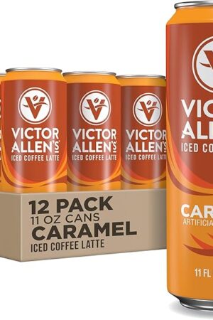 Victor Allen's Coffee Caramel Iced Canned Coffee Latte, 11oz Cans (12 Pack)