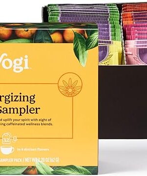 Yogi Organic Tea Energy Sampler Box (32 Tea Bags) - 8 Teas | Energizing | Contains Caffeine | Gift Set & Variety Pack | Black & Green Teas