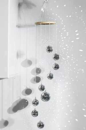 AceList Disco Ball Decor Sun Catcher Hanging Spiral Spinner 35 Inch Handmade Spiral Design with Big Disco Balls for Window Home Party Wedding Birthday Decoration, Indoor Use