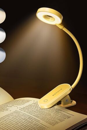 Book Light for Reading in Bed,Rechargeable LED Reading Light with Stepless Brightness & 3 Color Temperature, Easy Clip On Reading Lamp for Reading at Night in Bed,Yellow