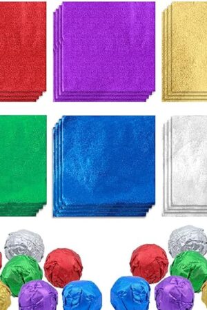 600pcs Foil Candy Wrappers, 4x4 inches DIY Square Package Wrapping Papers for Chocolate Candy Packaging