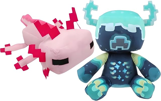 2-Pack-Game Plush,10-inch Warden ,12-inch Axolotl Toy ,Stuffed Animals Toys for Boys 6-8 Great Choice for Soft Pillow Decorations, Kids Birthday Parties