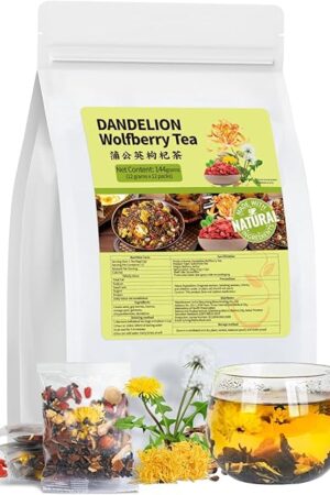 Dandelion Wolfberry Tea Bags (12 Bags) for Kidneys & Liver Health | With Chrysanthemum | Organic Dandelion Root | Natural Herbal Tea | Contains Orange Peel