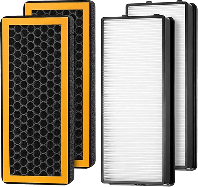 AT-PET01 AT-PET02 Replacement Filter for HoMedics PetPlus AT-PETODR and TotalClean AT-OFL, AT-PET01, AT-PET02 and AR-45, 2 Pack H13 True Hepa and 2 Pack Activated Carbon Filter