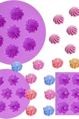 Cream Silicone Fondant Molds 3 Pieces, Cookie Chocolate Molds for Candy Cake Decortaion Cupcake Toppers Creative Desserts Clay
