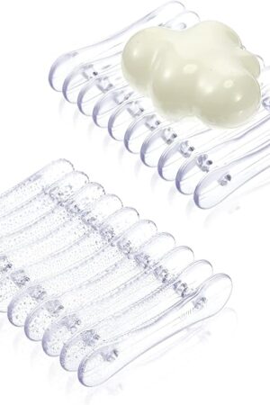 2 Pieces Plastic Bar Soap Holder Soap Tray Soap Saver Bar Dish Self Draining Soap Dishes for Soap Sponge Dryer Bathroom Toilet Shower Kitchen Restaurant Counter (Clear)