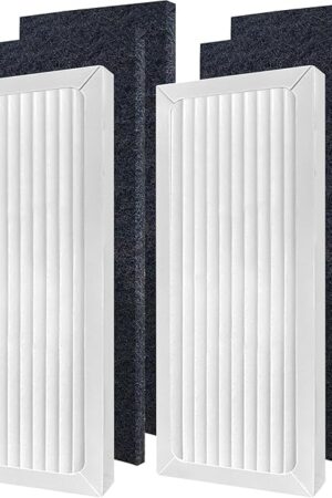 990051000 True HEPA Air Purifier Replacement Filter Compatible with Hamilton Beach TrueAir 04383 04384 04385 04386 Compact Pet Air Purifiers, 2 HEPA Filters and 4 Activated Carbon Pre-Filters