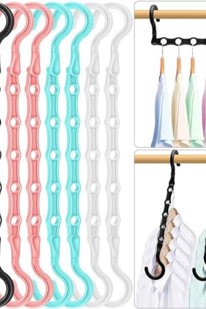 Closet Organizers and Storage, Sturdy Space Saving Hanger for Heavy Clothes, Upgraded Cascading Hangers, Magic Closet Organization Clothes Hangers, College Dorm Room Essentials for Girls, 8 Pack