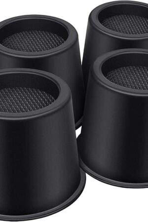 Bed Risers 4 Inch Heavy Duty, Round Furniture Risers for Bed Desk Table Sofa Couch，Bed Lifts Risers, Support up to 3300 Lbs(4 Pack Black)