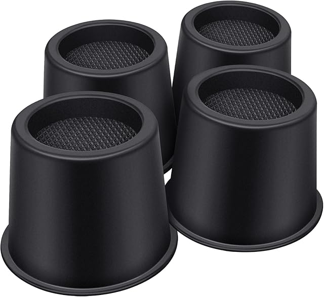 Bed Risers 4 Inch Heavy Duty, Round Furniture Risers for Bed Desk Table Sofa Couch,Bed Lifts Risers, Support up to 3300 Lbs(4 Pack Black)