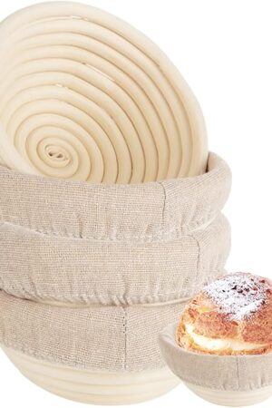 4 PCS Round Sourdough Proofing Basket 5 Inch Bread Proofing Baskets for Sourdough Bread Baking Small Batton Bread Basket Proofing with Removable Liner Cloth