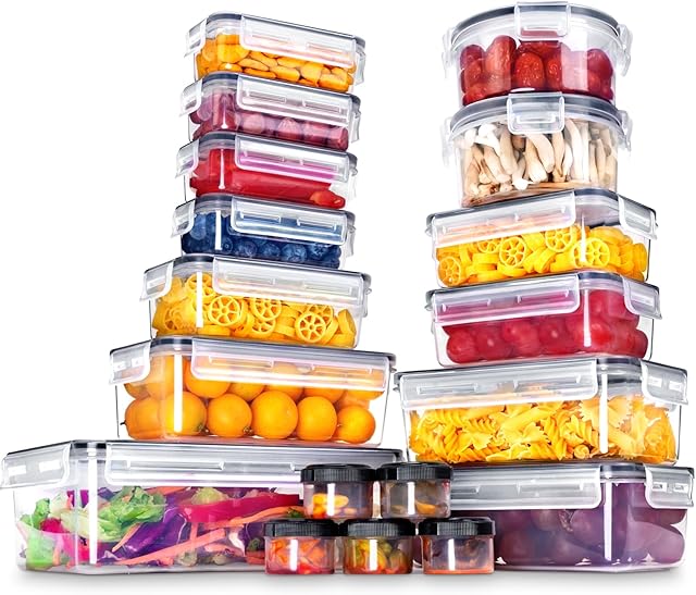 KAGUYA 36 PCS Food Storage Containers with Lids, Plastic Food Containers for Pantry Organizers and Storage, 1.4 Oz - 85 Oz, 100% BPA Free, Leak-Proof, Microwave and Freezer Safe