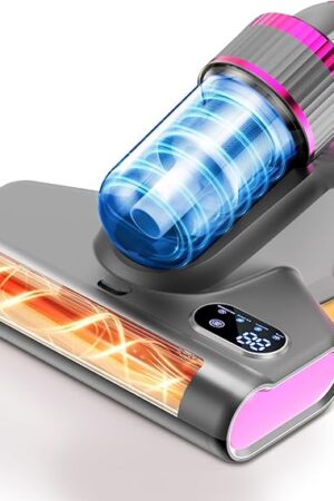 Cordless 5-in-1 Mattress Vacuum Cleaner, 16Kpa Suction, UV-C Light, Ultrasonic Tech (Dark Gray)