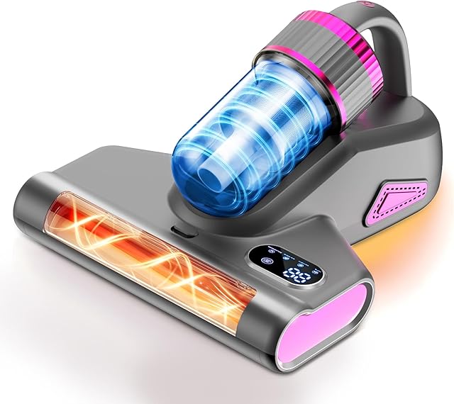 Cordless 5-in-1 Mattress Vacuum Cleaner, 16Kpa Suction, UV-C Light, Ultrasonic Tech (Dark Gray)